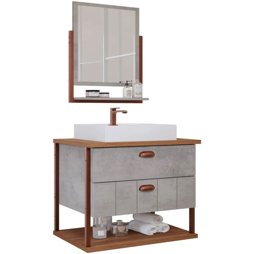 Conjunto Gabinete Para Banheiro Uni Com Espelheira 60cm Mgm em Oferta na Shopee