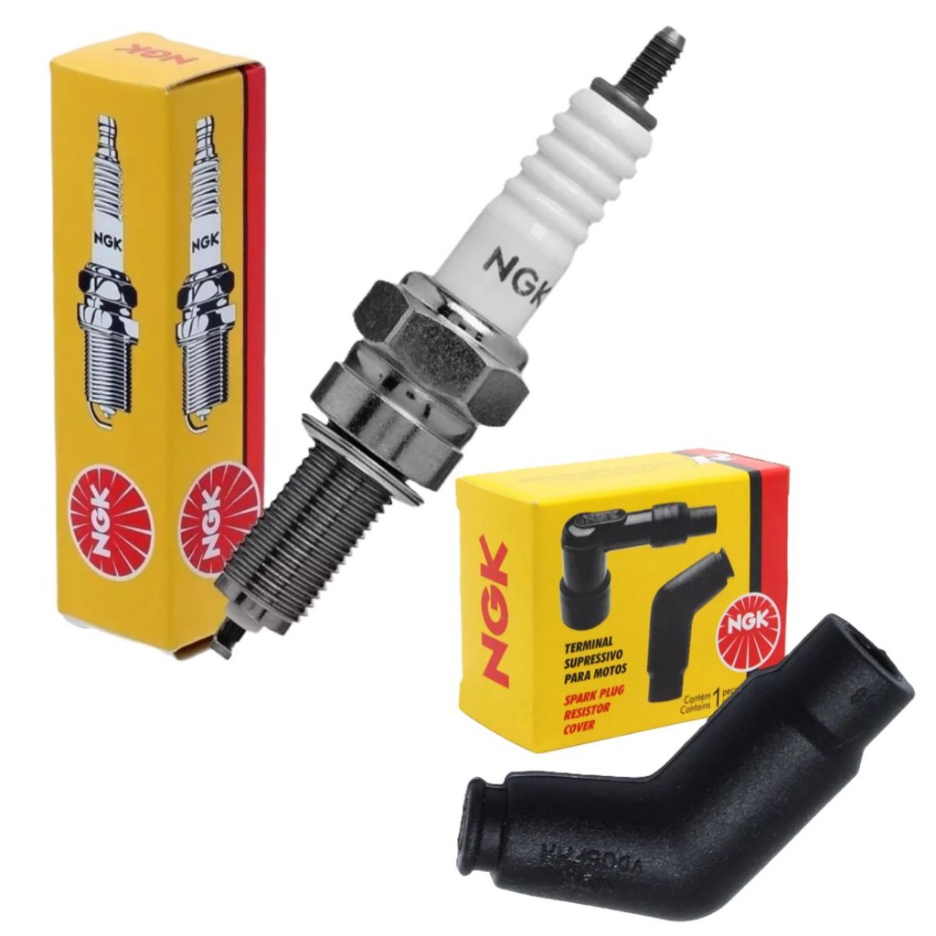 Kit Vela de Ignição + Cachimbo Cg 150 Fan / Cg 150 Sport / Cg 150 Titan / Nxr 150 Bros Ngk em Oferta na Shopee