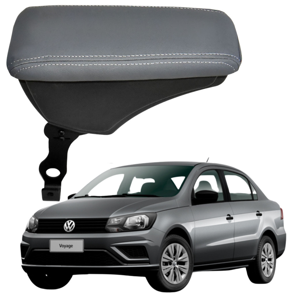 Apoio de Braço Encosto Suporte Descanço Trecos Objetos Console Central Volkswagen Voyage Trendline Flex 2014 2016 Cinza