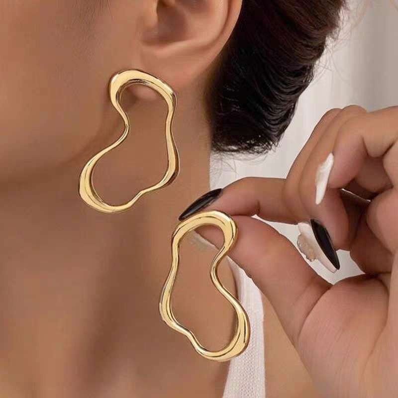 Par De Brinco orgânico minimalista -Dourado/Prata em Oferta na Shopee