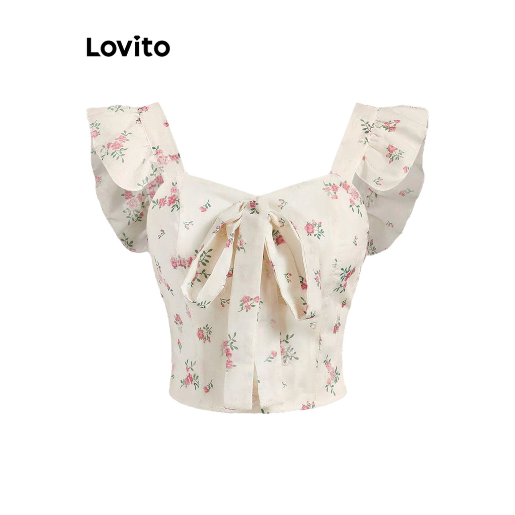 Lovito Regata Casual Ditsy Floral Bow Regata Feminina L99ED667 - Women Clothes