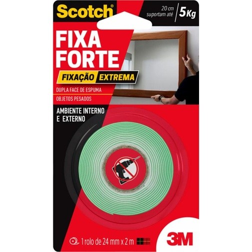 Fita Dupla Face Scotch Fixa Forte Fixacao Extrema 24Mm 2M 3M em Oferta na Shopee
