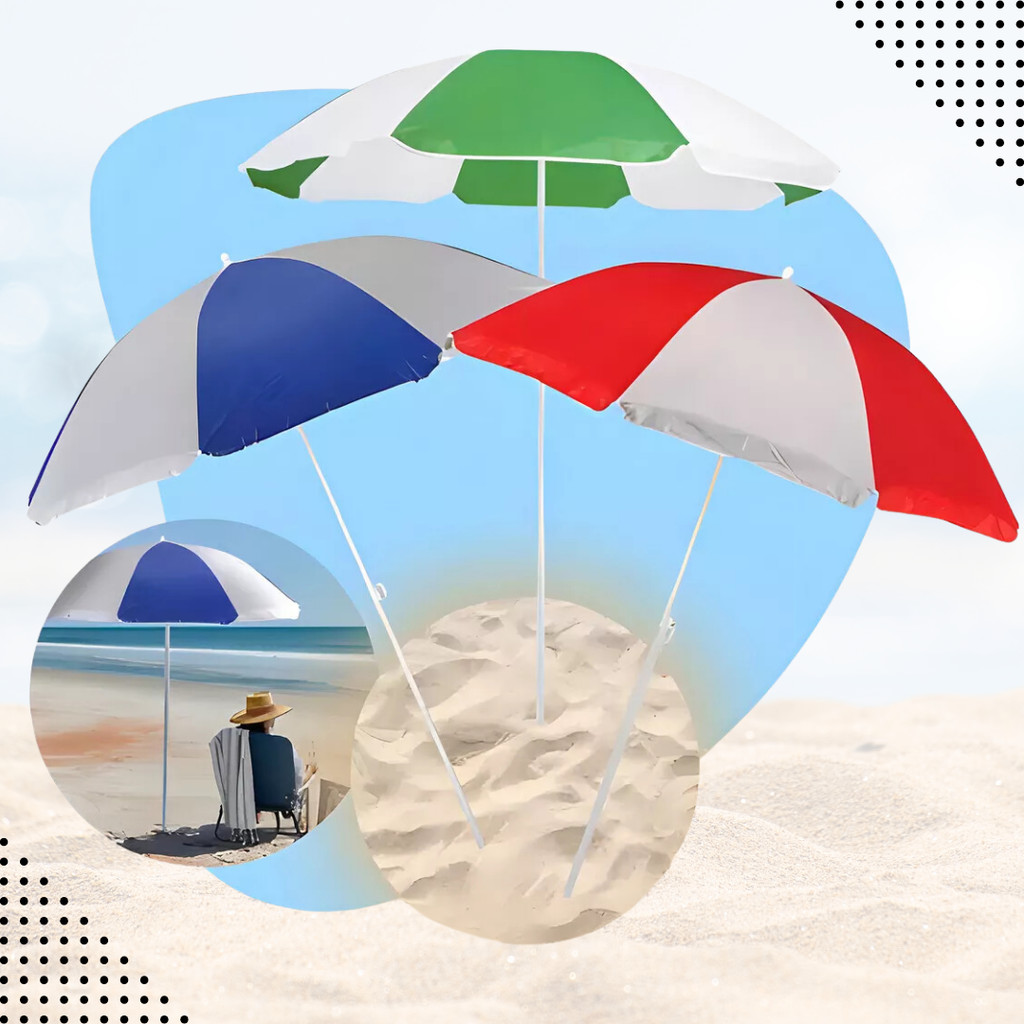 Guarda-Sol Gigante 2,40m Articulado  Proteção UV Praia, Piscina Camping Estrutura de Aço Resistente