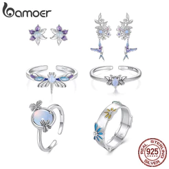 Brincos De Prata Esterlina 925 Bamoer Dragonfly Daisy Series Joias Presente Feminino