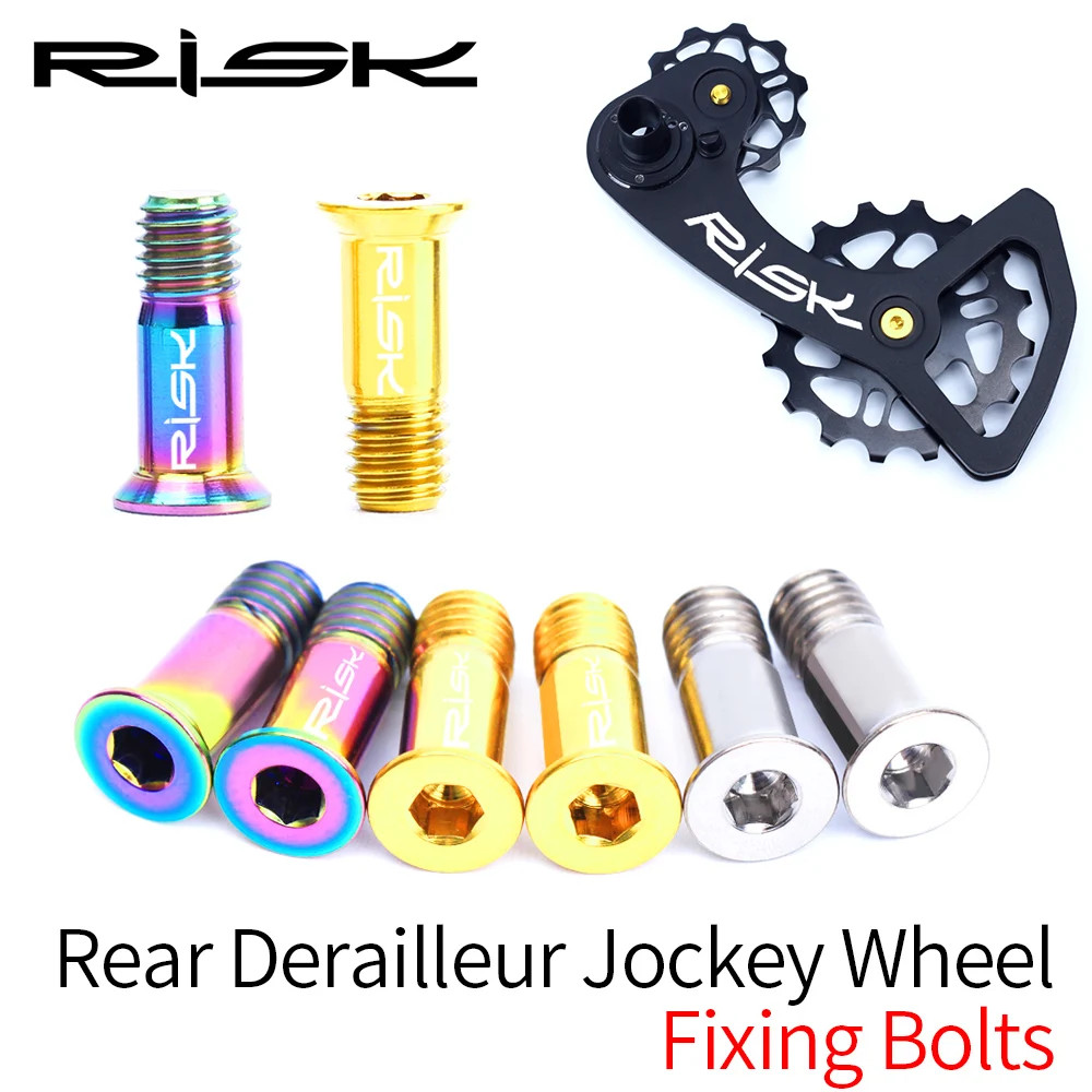 Risco M5x14.2mm Liga De Titânio Bicicleta Desviador Traseiro Polia Jockey Roda Guia Parafusos Fixação Para MTB Estrada