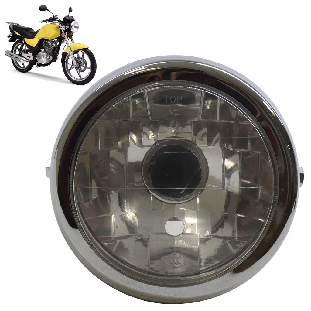 Farol Completo Yes 125 2005 2006 Cristal Aro Cromado Máscara Cromada Lâmpada H4 Lente Lisa Vidro em Oferta na Shopee