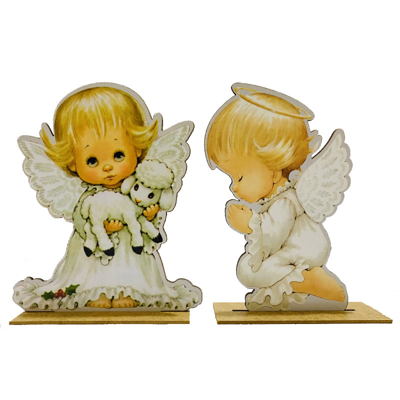 Display de Mesa Kit 3 Peças Para Festa Anjo Neutro Feito em MDF