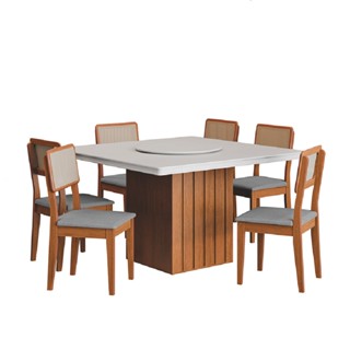 Conjunto Sala de Jantar Amsterdã New Mesa com Tampo Giratório 6 Cadeiras Santiago Madeirado/Cinza em Oferta na Shopee