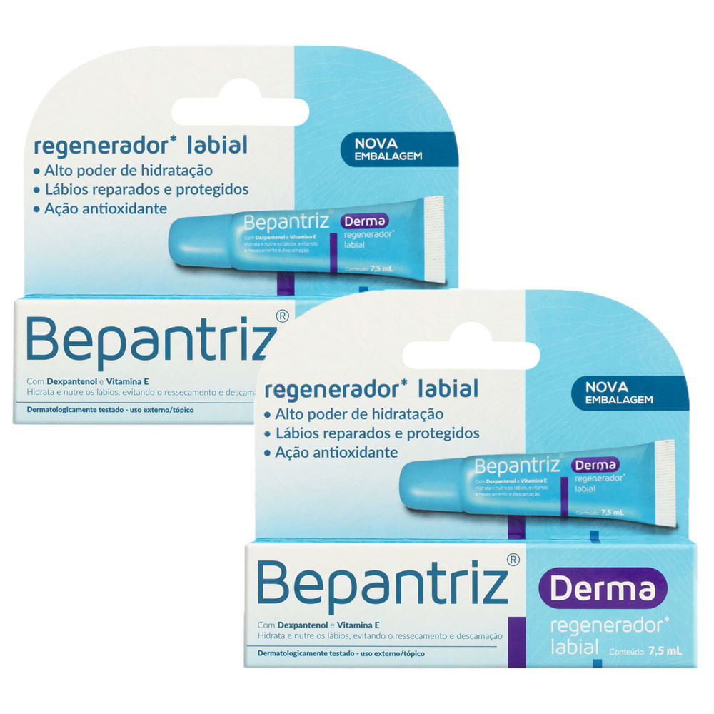 Kit 2 Bepantriz Derma Regenerador Labial com 7,5ml - Beauty