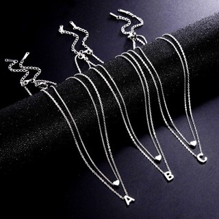 Kit 2 Colar Com Pingente Letras Feminina Inicial do Nome e Coração  banhado prata 925 ou ouro 18k
