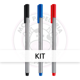 Kit Caneta Hidrográfica Fineliner Triplus 0.3mm Staedtler - Pt, Az, Vm - Kit 3 UN em Oferta na Shopee