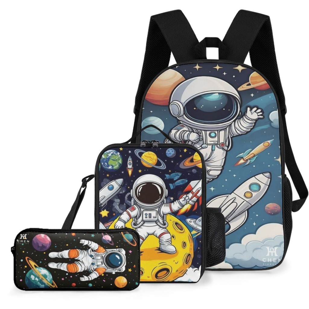 CHENXIAOHONG Mochila Notebook 17'' com Bolsa Térmica e Estojo – Kit 3 Peças Escolar, Viagem, Estudantil, Unissex