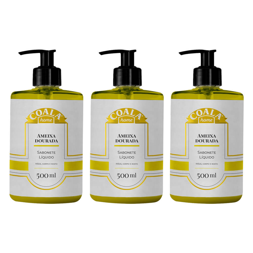Kit 3  Sabonetes 500ml - Ameixa Dourada, Flor de Cacto, Orquídea Negra, Patchouli com Tangerina - Beauty