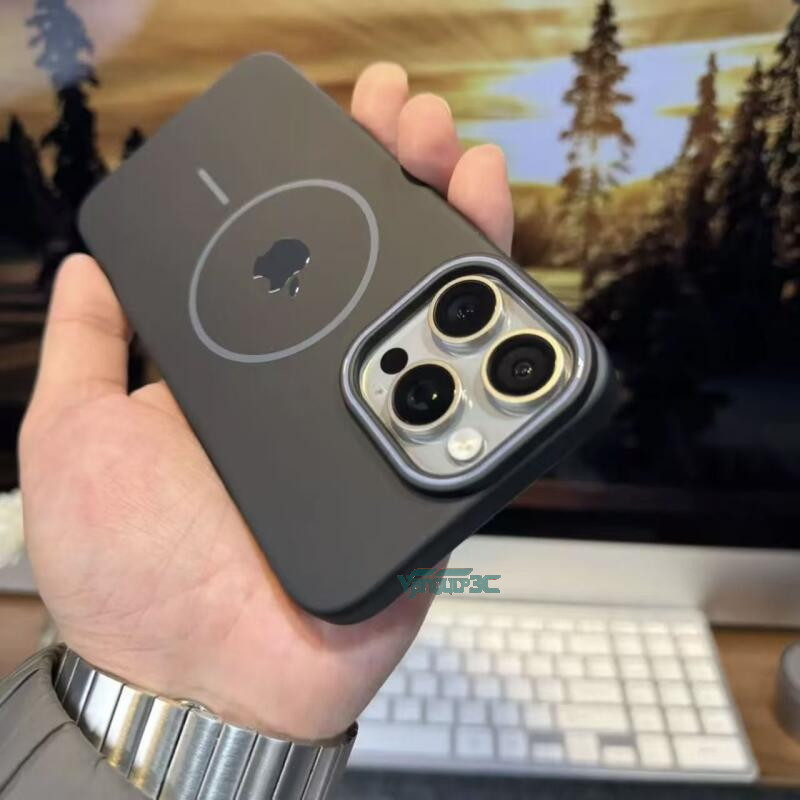 Capa Rígida Magnética Fosca Ultrafina Preta Para iPhone 16 15 14 13 11 12 Pro Max Traseira À Prova De Choque