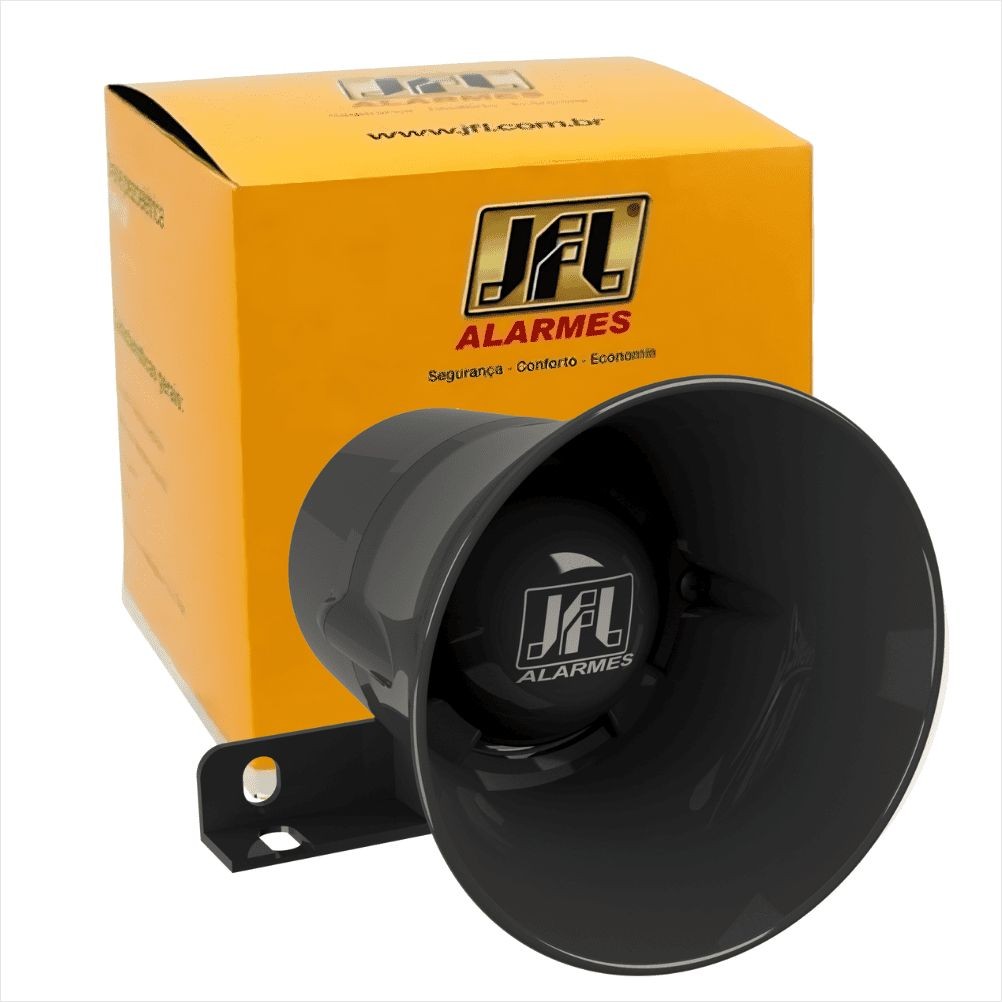 Sirene JFL SIR-120 120dB Alta Potência Resistente Chuva Sol Alarme Residencial Preta