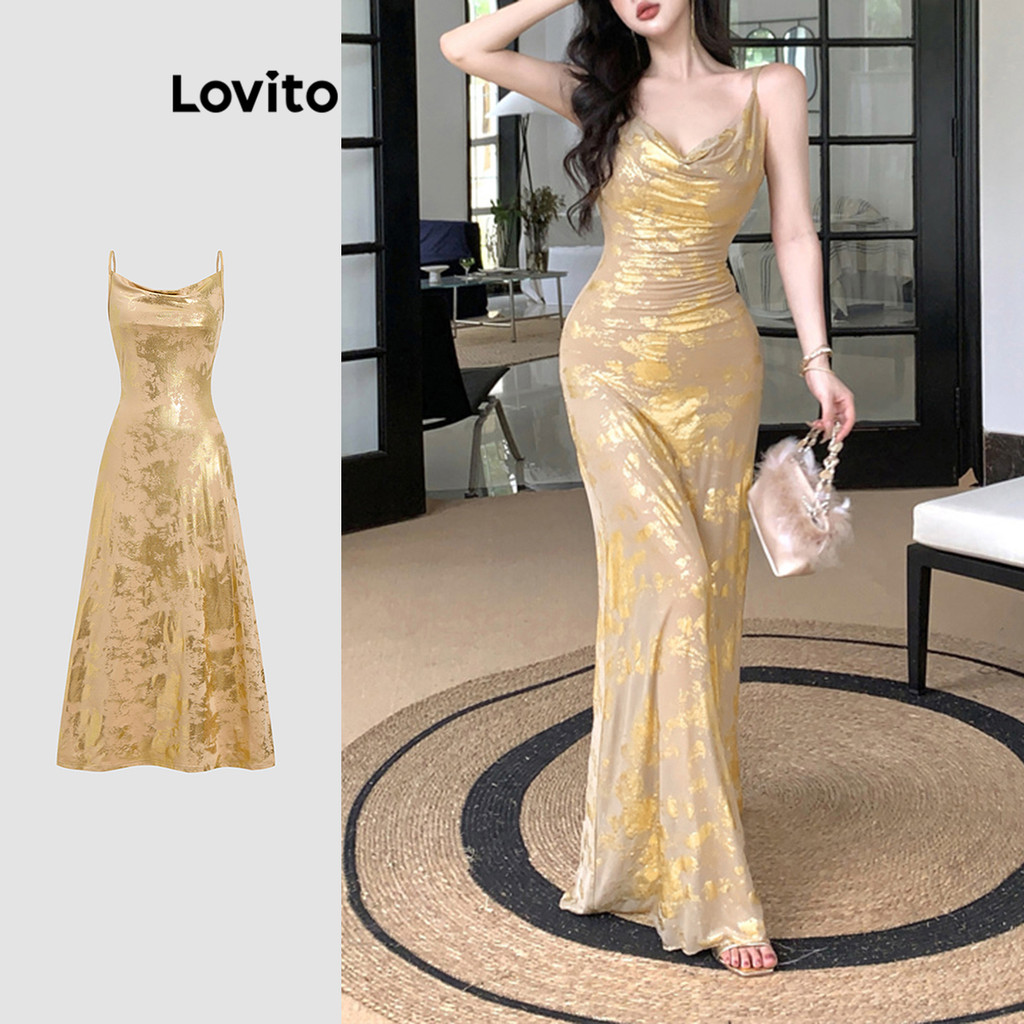 Lovito Vestido Colorblock elegante pintado à mão para mulheres L112ED358 em Oferta na Shopee