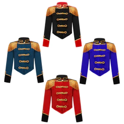 MSemis Crianças Meninas Circo Ringmaster Traje Gola Manga Longa Franja Borla Epaulet Jaqueta Ringleader Baterista Cospla