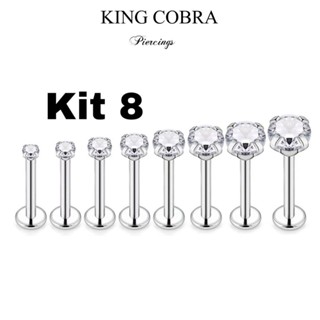 Kit8 Piercing Labret Ponto De Luz Helix Tragus Conch Aço Cirúrgico KA101 em Oferta na Shopee