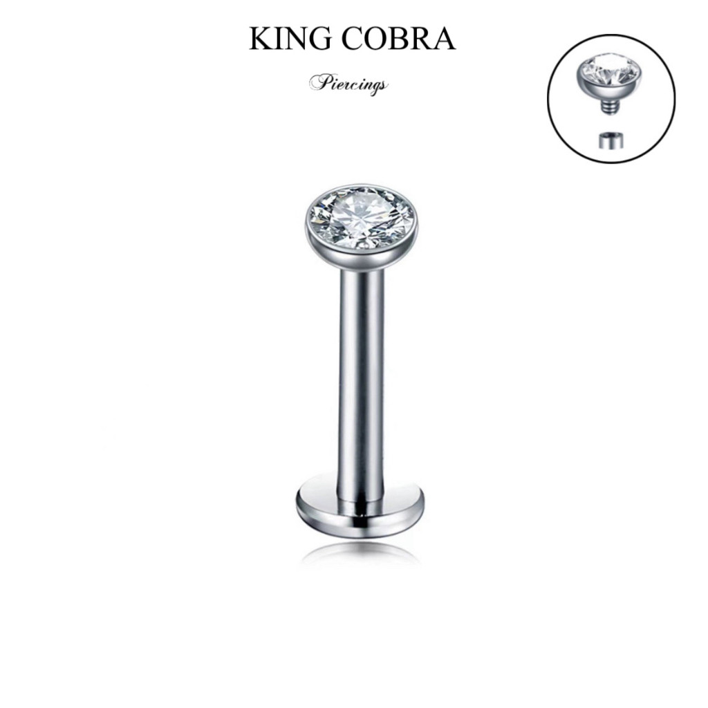 Piercing Labret Aço Cirúrgico Zircônia Rosca Interna | Helix, Tragus, Conch, Nariz, Boca-Medusa e Outros KA117 em Oferta na Shopee