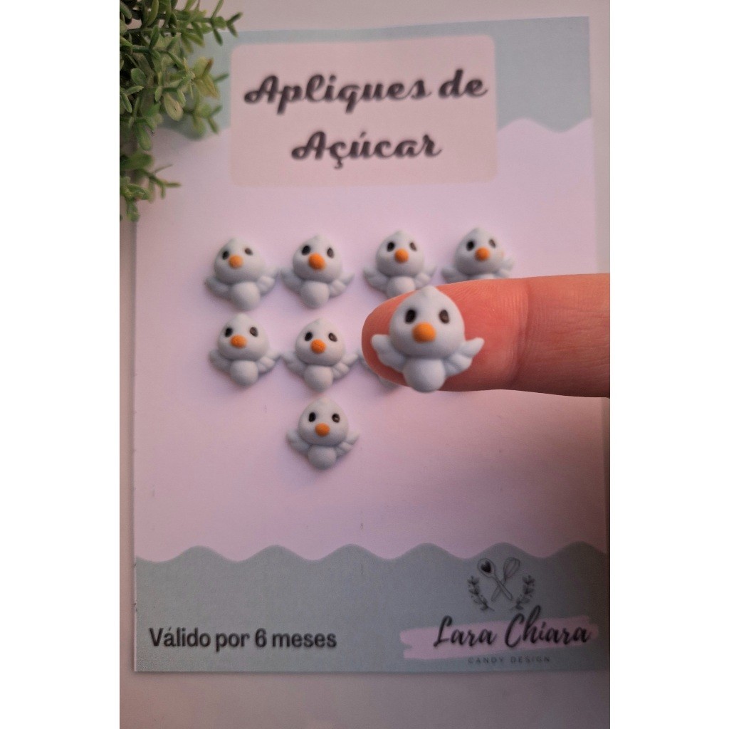 Apliques de açúcar / confeitos de açúcar - Passarinho 1 azul claro / Jardim em Oferta na Shopee