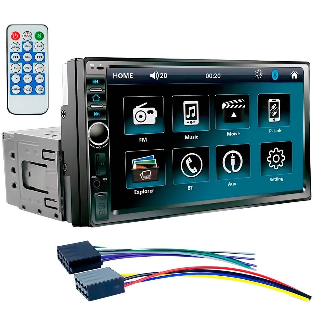 Central Multimídia Mp5 1Din 2Din 7pol Espelhamento USB BT AUX em Oferta na Shopee