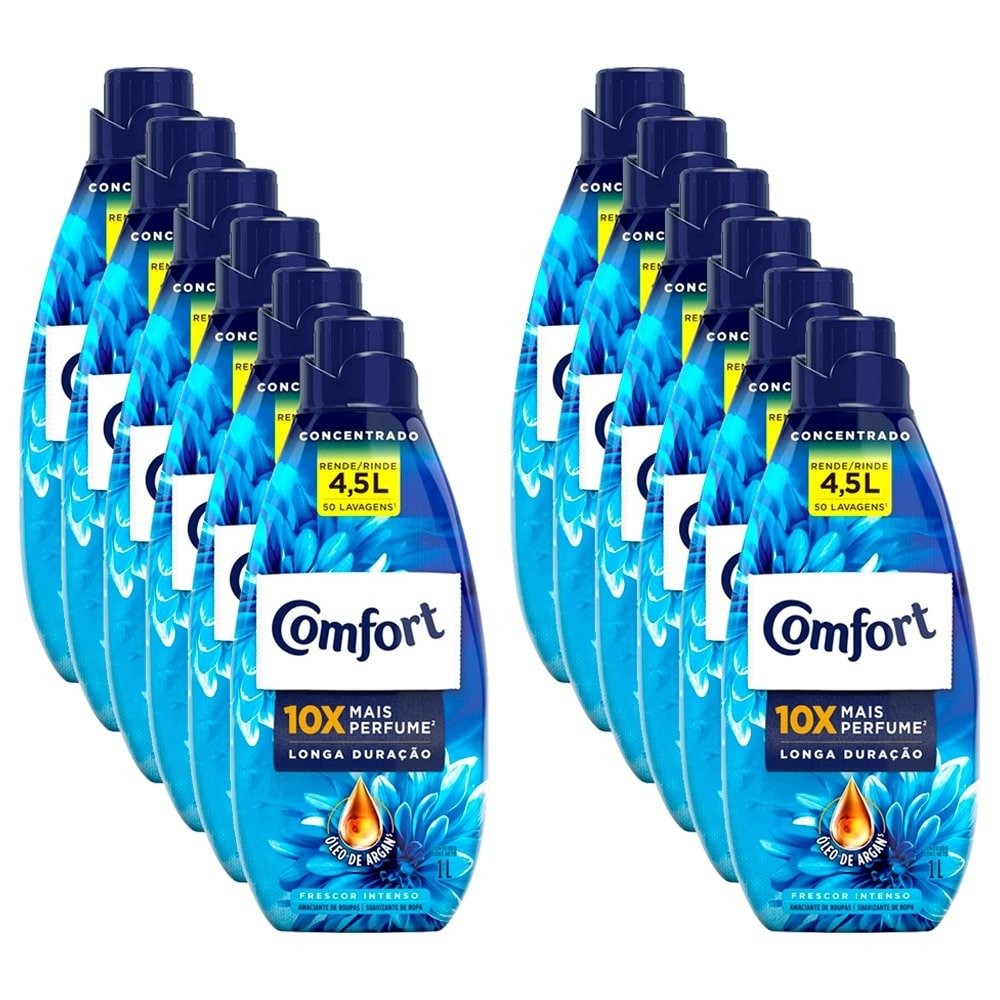 Amaciante Comfort Concentrado Frescor Intenso 1L Embalagem c/ 12 Unidades em Oferta na Shopee