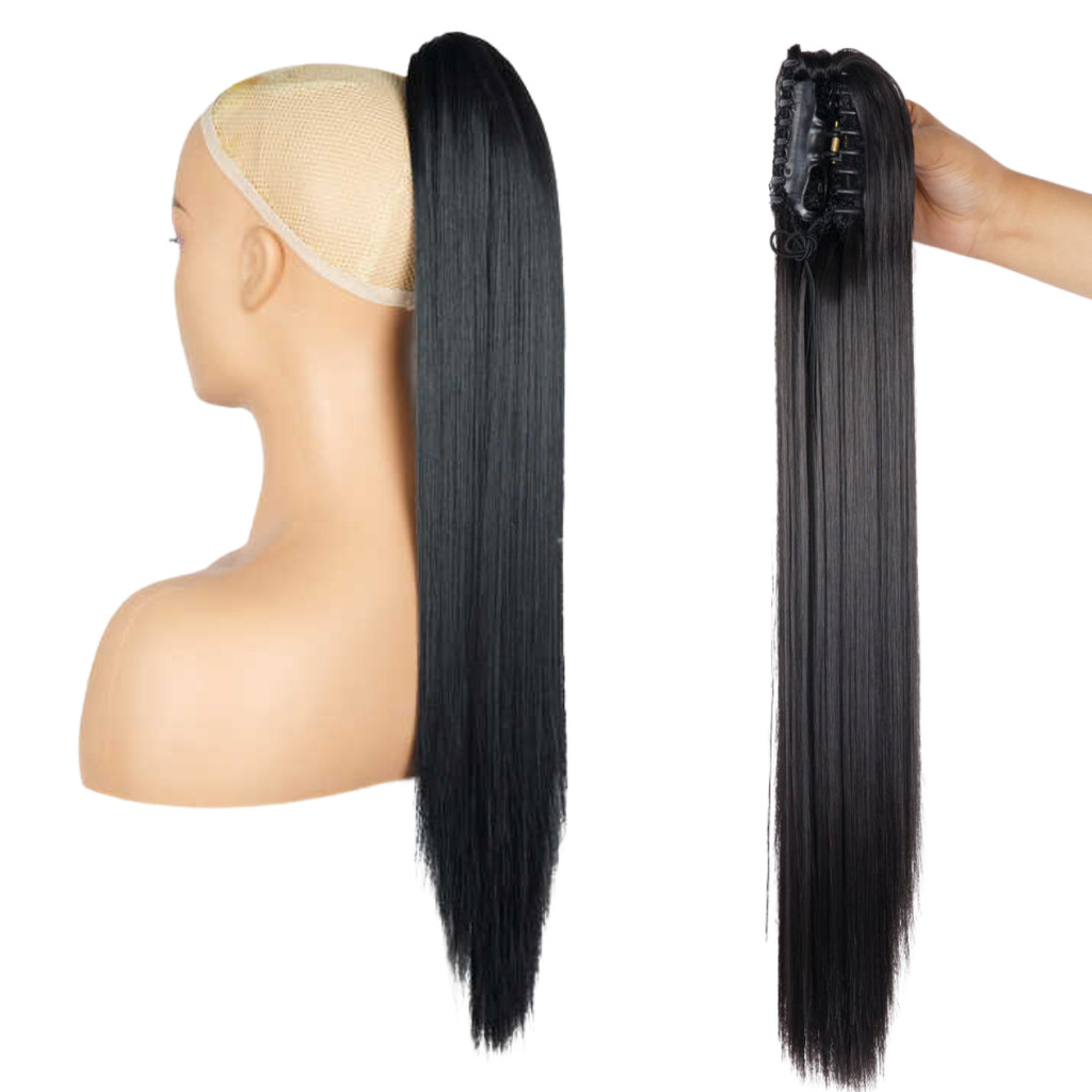 Rabo de Cavalo Liso Presilha Piranha Aplique 60cm 140g