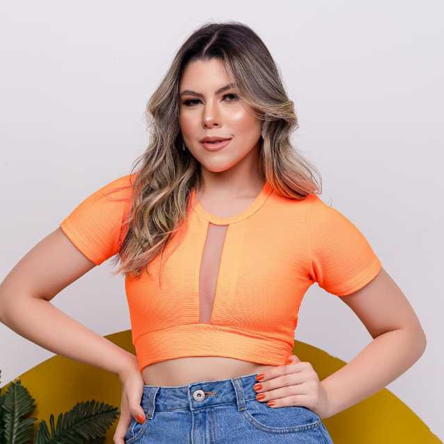 Cropped malha Tule Frontal