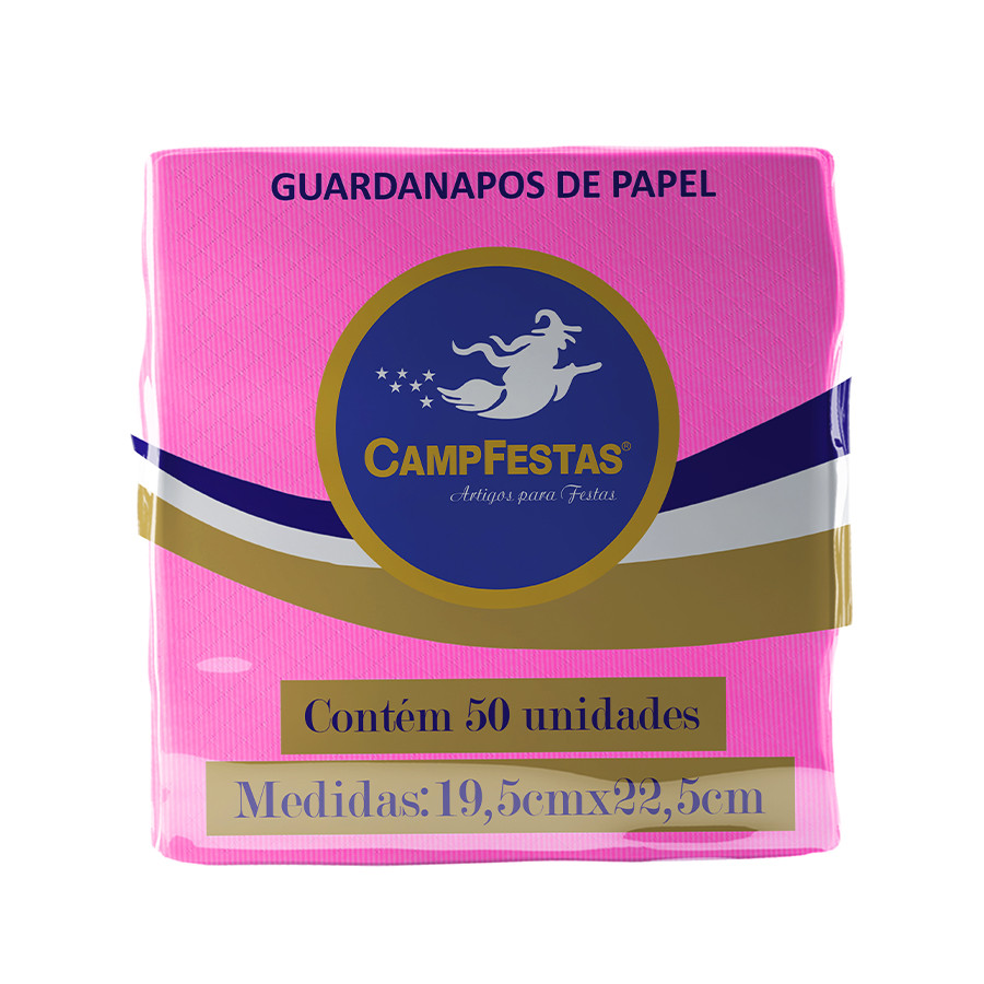 Guardanapo Crepado - 19,5 x 22,5 cm - Rosa - 50 unidades - CampFestas - Rizzo em Oferta na Shopee