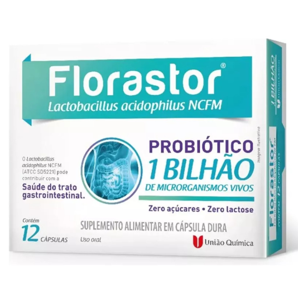 Kit 4 Unidades Florastor 1 Bilhão Probiótico Com 12 Cápsulas Sabor Sem Sabor
