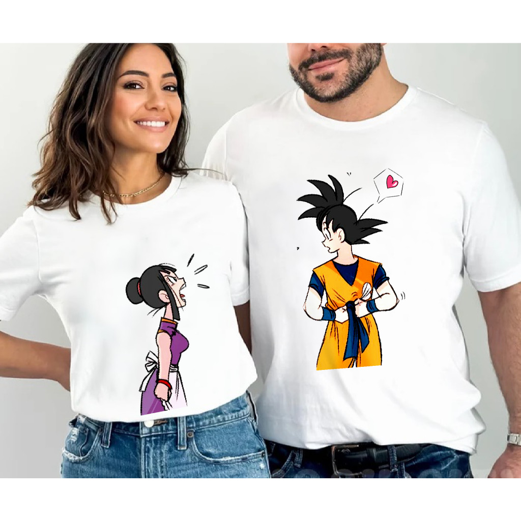 KIT 2 Camisetas Namorados Dragon Anime Presente criativo Dragon Ball Casal Namorado Namorada