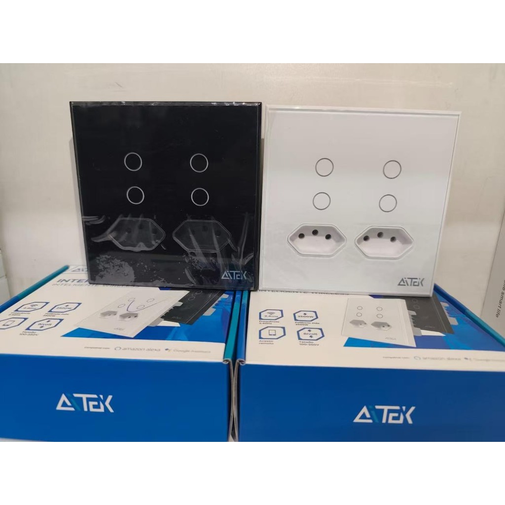 AITEK WiFi Interruptor Parede Inteligente e Soquete, 4X4 Smart Life App Controle Remoto Funciona com Alexa Google Home