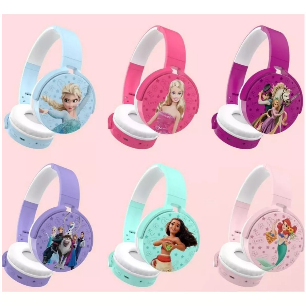 Fone Infantil Colorido Fofo Infantil Criança Princesas Bluetooth Sem Fio