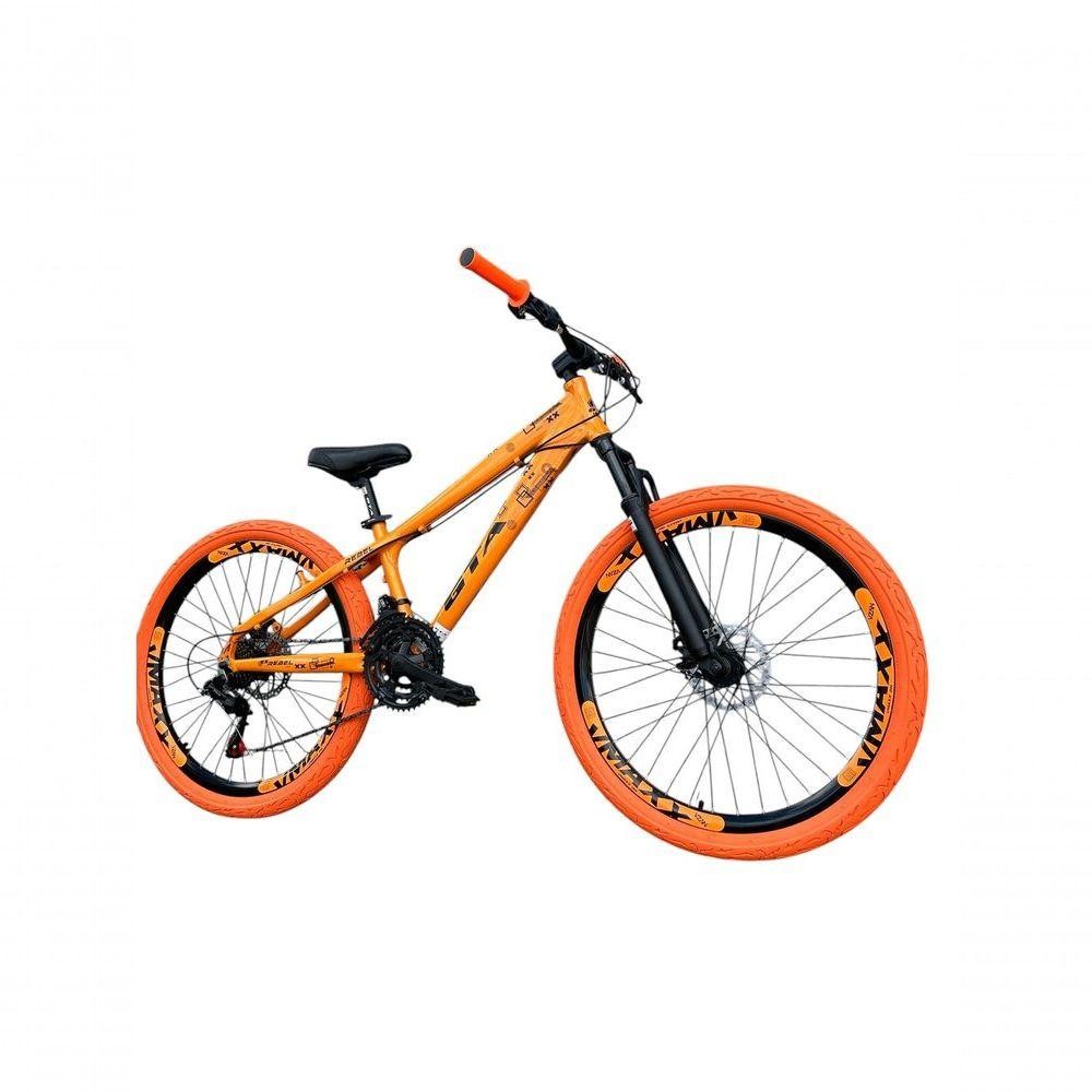 Bicicleta 26 Gta Rebel Freeride Dh Cor Laranja 21v Freio A Disco Aros Vmaxx Pneu Flame Laranja
