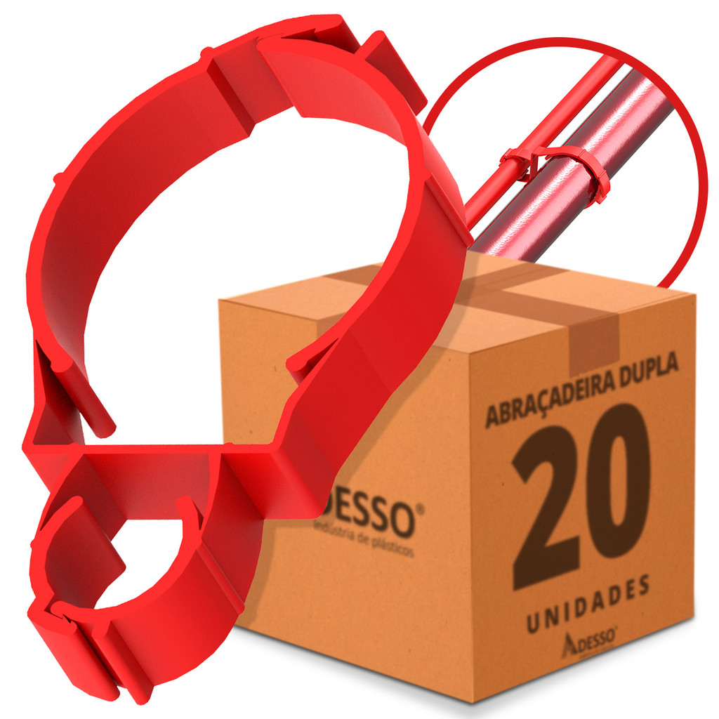 Kit 20 Abraçadeira Dupla 3/4 - 2.1/2 Polegada de PVC Fixar Conduíte