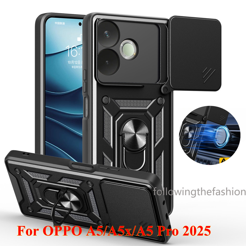 Caixa Para Oppo A5 5G 2025 A5X A5 Pro 4G Capa De Telefone Armadura Magnética Carro Com Suporte De Anel Kickstand Nova Mo