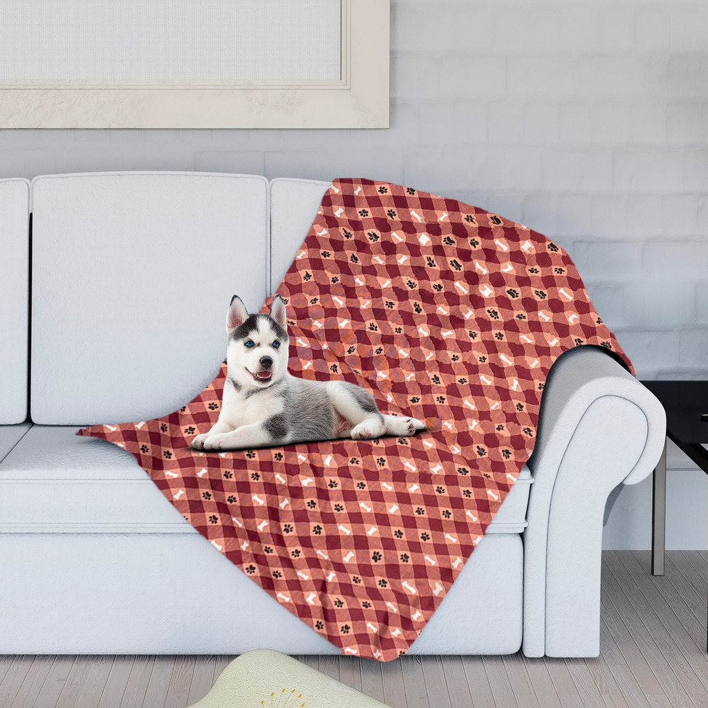 Manta Protetora Para Sofá Zoola Xadrez de Pata Sofá G 160 cm x 70 cm Caes Gatos Cachorro Inverno