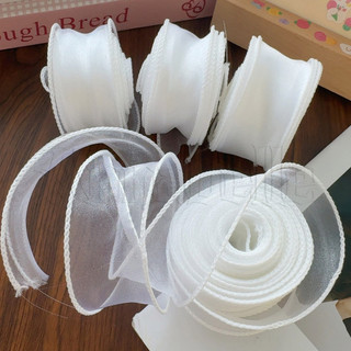 Fita De Cetim De Fio Transparente De 9 M/Rolo-Organza Com Borda Ondulada-Buquês De Flores Decoração De Embalagem De Pres