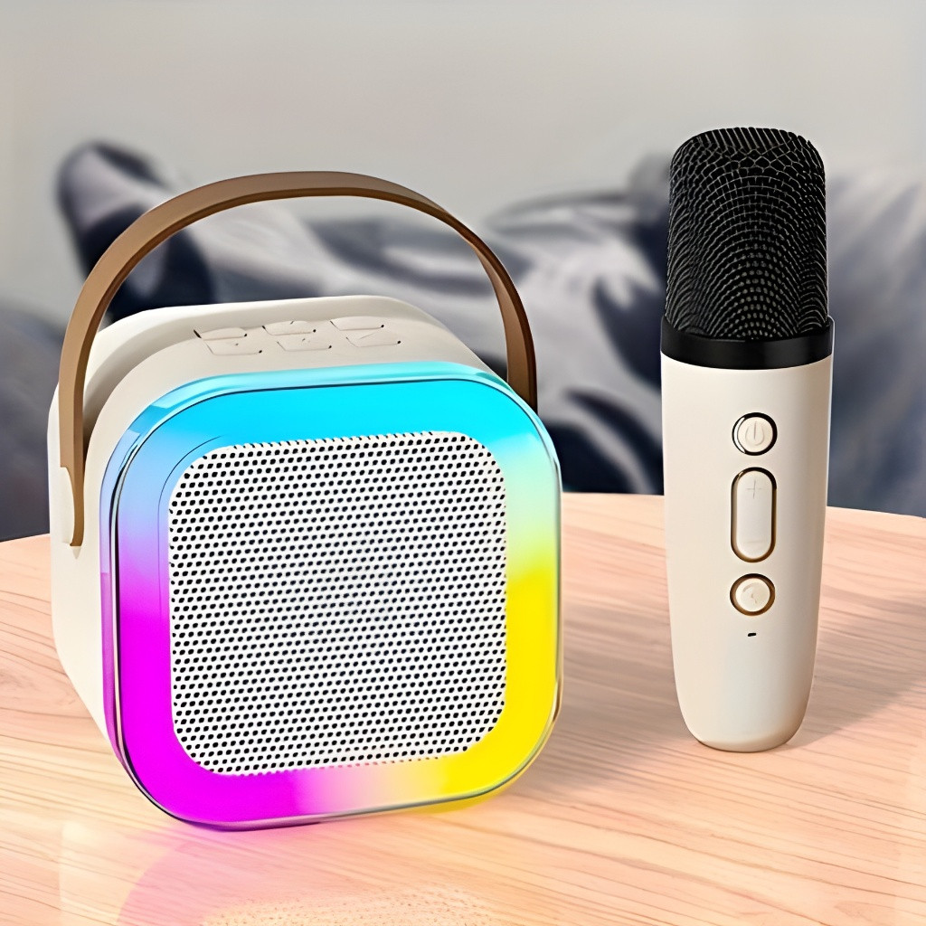 Caixa de Som Bluetooth Karaoke com Microfone Portatil Alto-falante K12