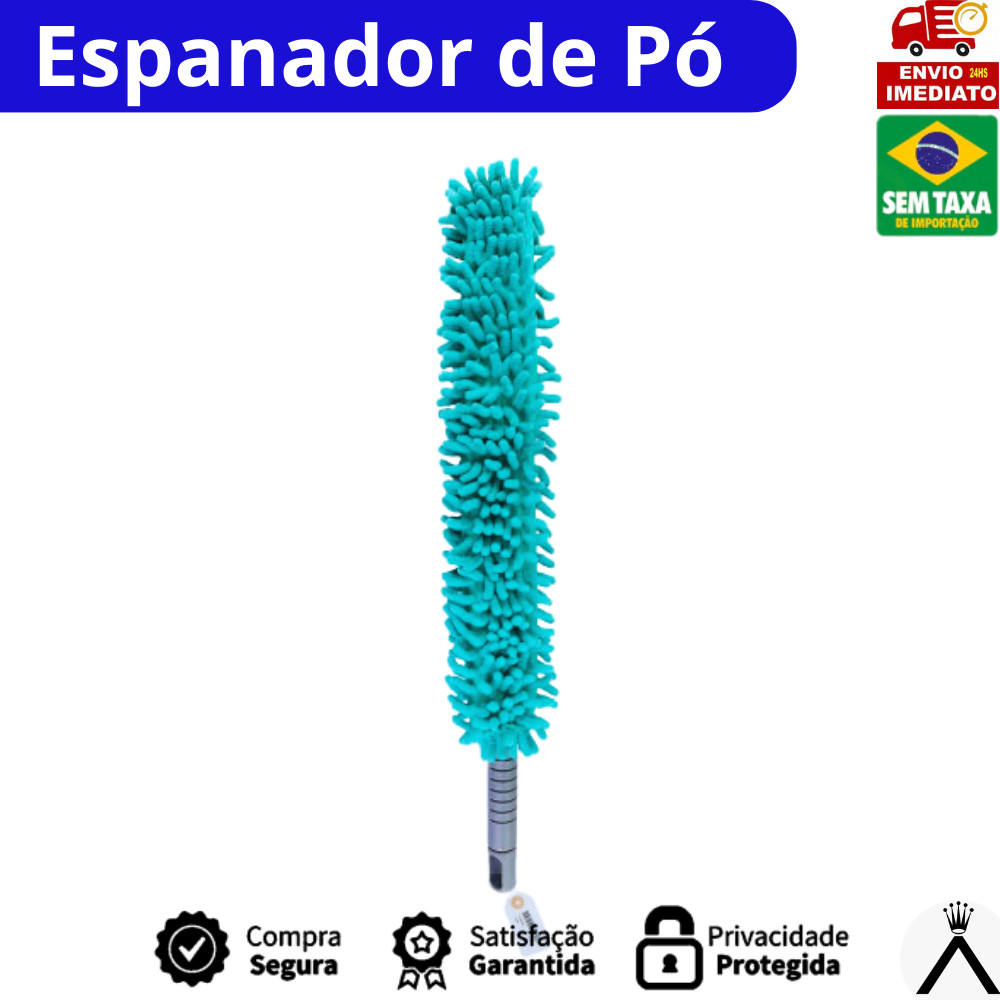 Espanador de Pó Microfibra Dobrável Flexível Grande Limpeza Prática e Eficiente