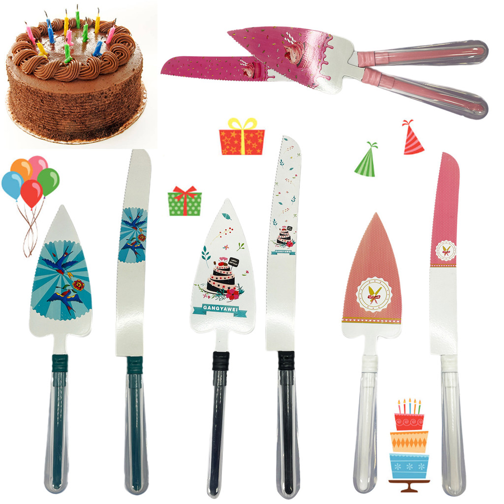 Conjunto Cake Cutter Bolo Aniversário Faca E Espatula Inox