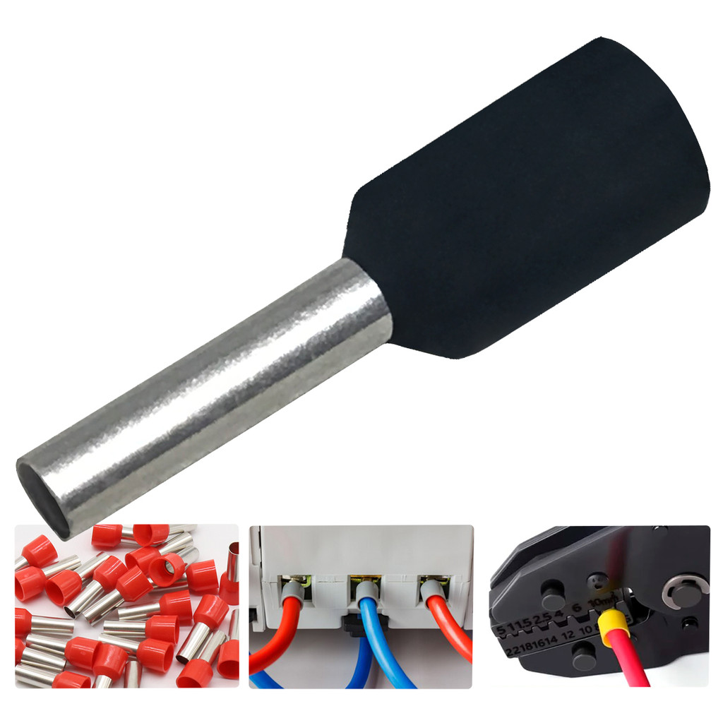Kit 100 Terminal Tubular Ilhos Pre isolado Tubo Tubolar Conector Eletrico p/ Cabos Fios 1,50mm Preto em Oferta na Shopee