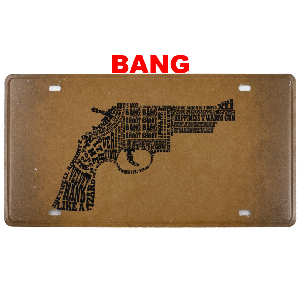 Quadro Placa Decorativa Metal Bang 38 Arma Revolver Policial Vintage Estilo Parede Retrô Parede Rock Industrial Urbana