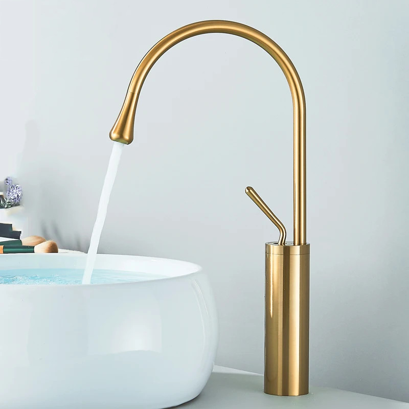 Detalhes do Torneira Banheiro Dourada Escovado Lavabo Torneira Banheiro Bancada Monocomando Torneira Misturadora Água Quente E Fria