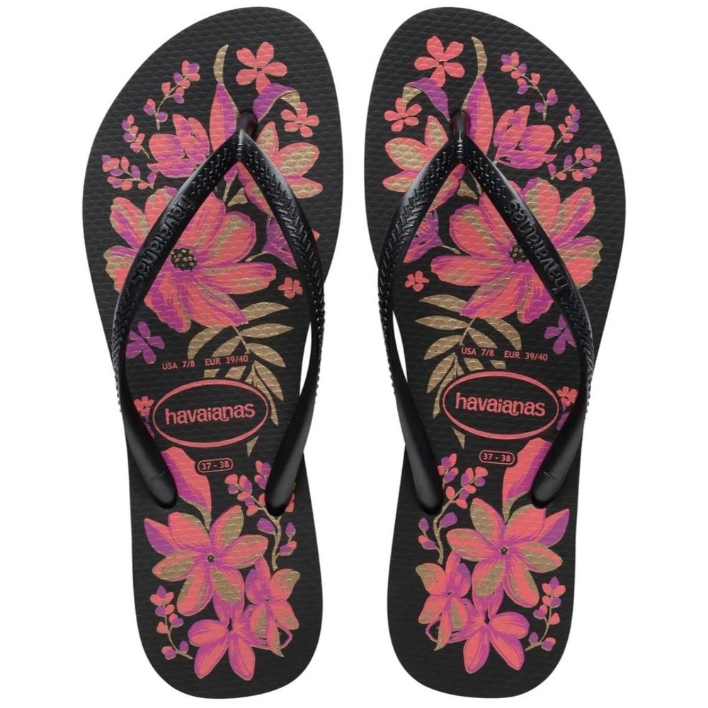 Chinelo Havaianas Slim Organic Feminino - Preto e Roxo