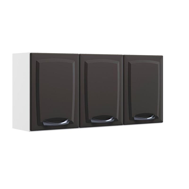 Armário Aéreo de Cozinha Preto e Branco 3 Portas New Premium