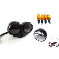 Painel Completo + Farol Aro Preto + 4 Piscas Seta Lente Laranja Modelo Original Honda Titan Cg Fan 125 2005 a 2013