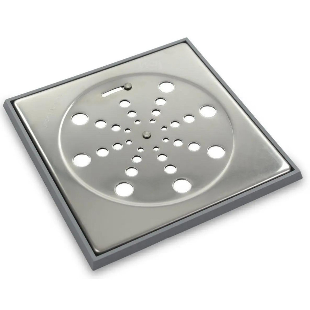 Ralo Grelha Inox Para Banheiro Quadrado 10x10 Com Fecho