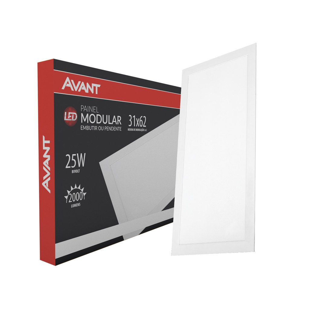 Painel Led Modular 62cm 25w 6500K Embutir ou Pendente Avant em Oferta na Shopee