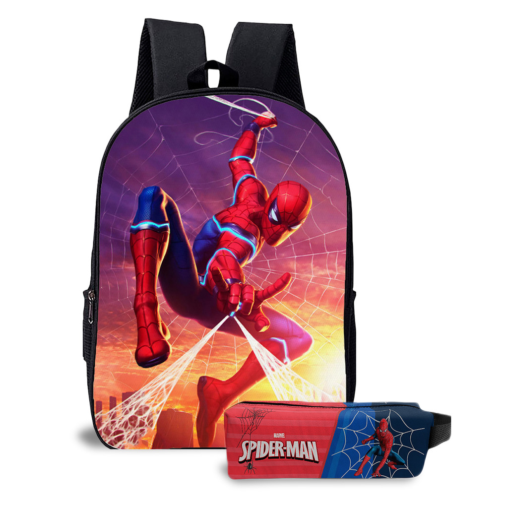 Mochila Escolar Estampa Infantil Simples Aranha Spider Menino Super Heroi Avulsa ou Kit com Estojo